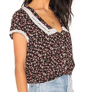 NWOT Free People Ana Printed Blouse